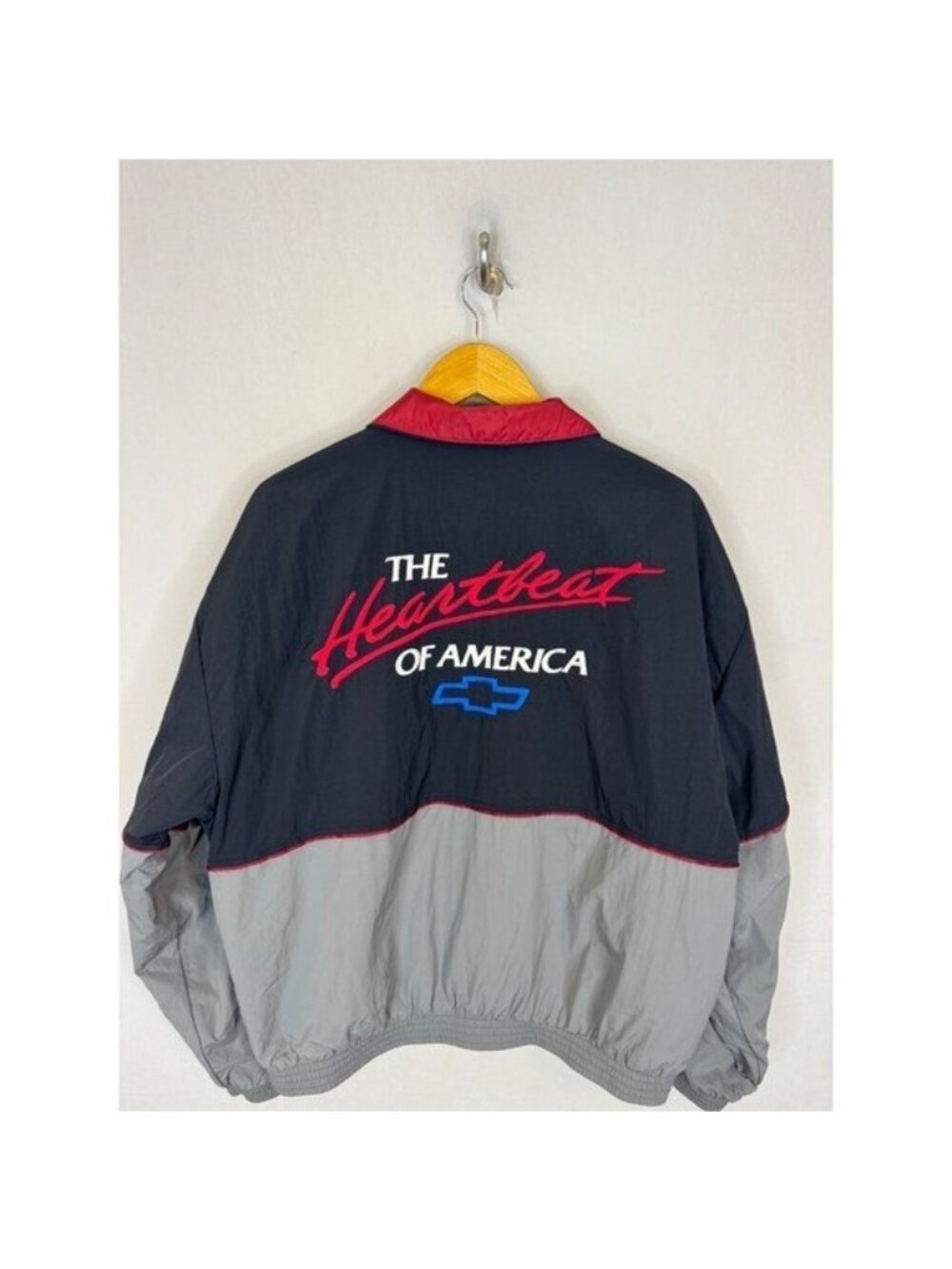Hollister Chevrolet Racing Heartbeat of America Windbreaker Jacket Navy Grey M